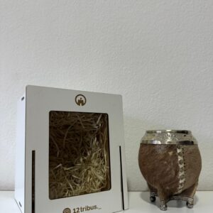 mate torpedo premium porongo forrado en cuero con tiento de chivo, virola y pie real de alpaca – 12 tribus | hecho a mano en argentina