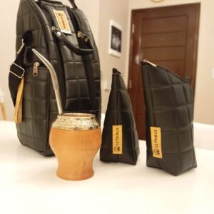 Bolso Matero Premium Matelasse Negro con Interior Impermeable